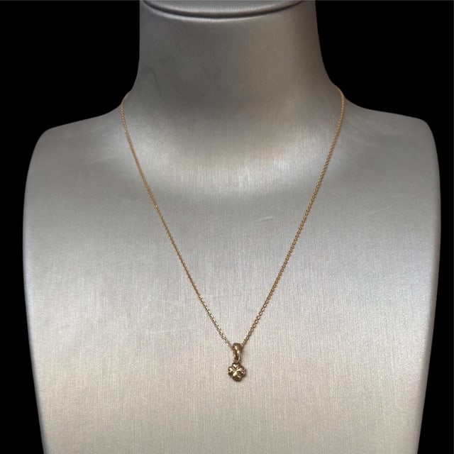 9K Solid gold Necklace with Clover - 4
