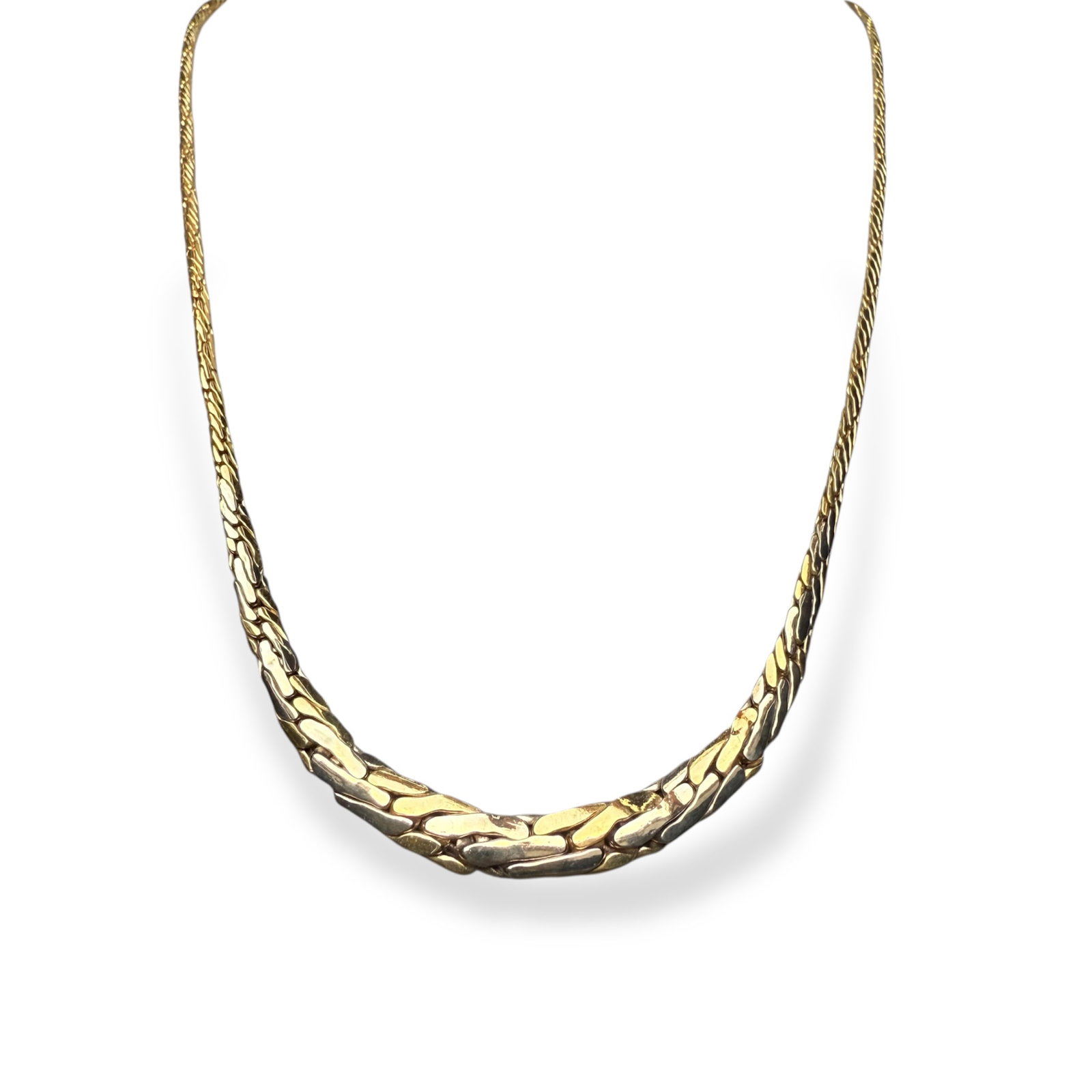 Elegant 70's 18k Solid Y/W gold Made in Italy Necklace: Elegant 70's 18k Solid Y/W gold Made in Italy Necklace weight: 4.9gr SKU: NONN1 Our company's certification is available for free, upon request If you wish to receive any other international lab certi