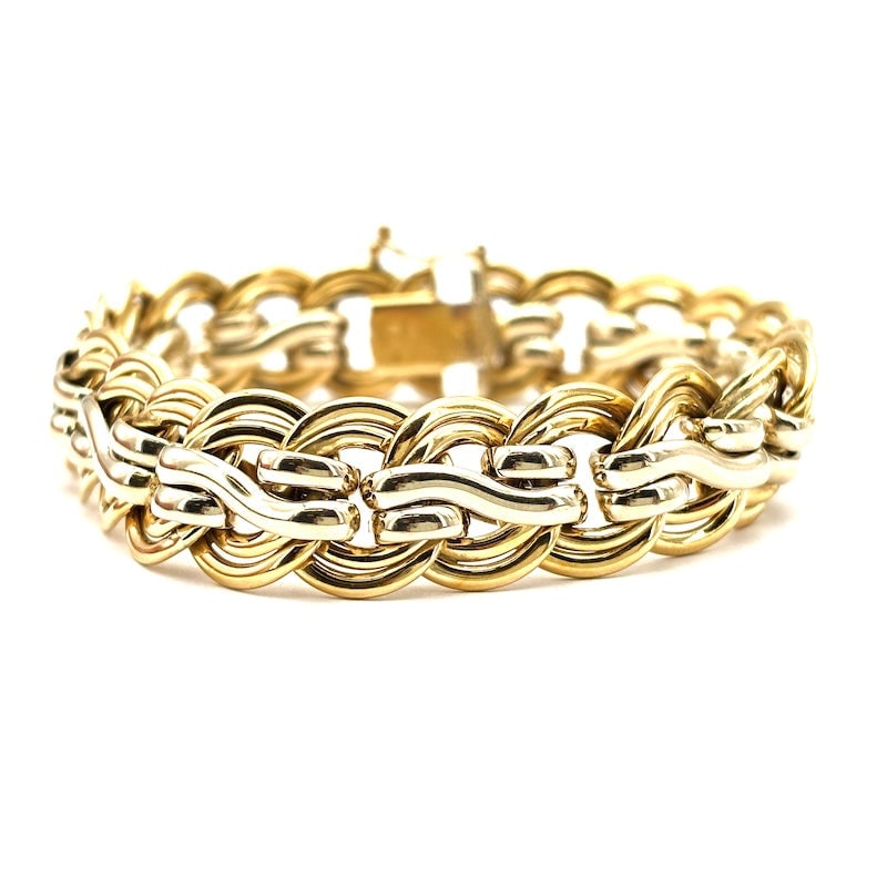 Double chain maxi bracelet, two-tone gold - 25.66 gr, 20 cm (1 of 10)