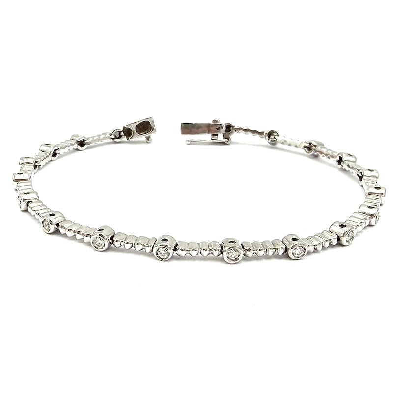 Brilliant onion tennis bracelet and white gold balls - 0.40-0.50 ct; 10.8 gr - 18 cm (1 of 8)
