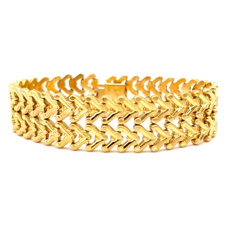 Vintage 1950s cuff bracelet, yellow gold; 41.88 g - 21 cm (1 of 10)