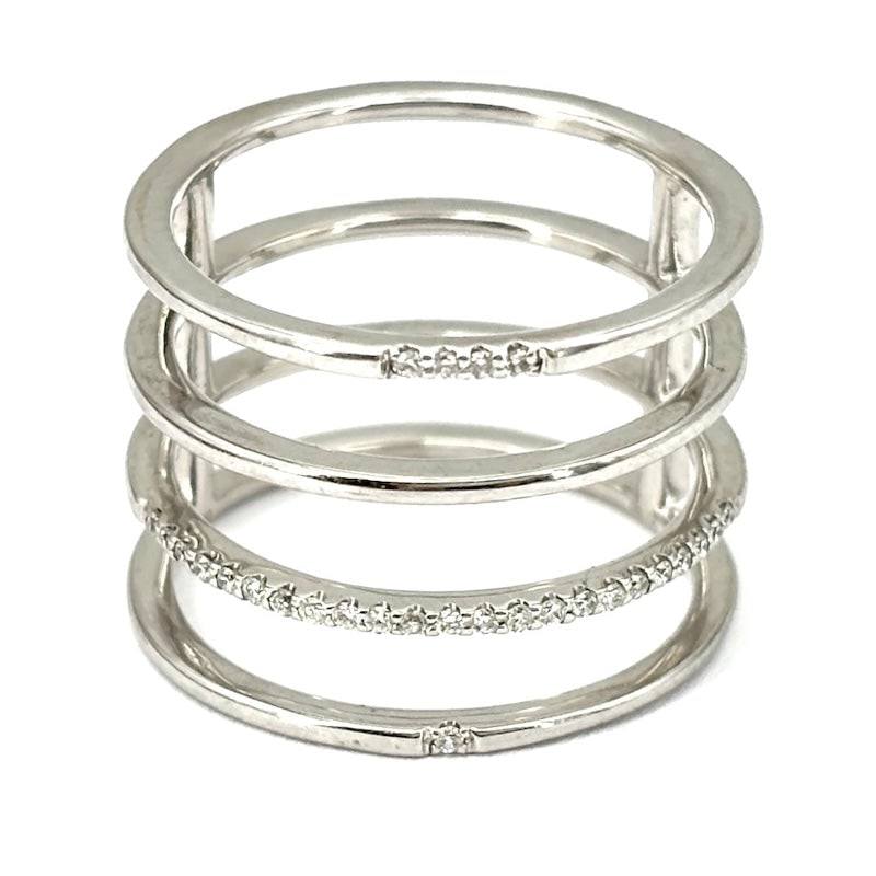 Ring design 4 diamond bands, white gold; 0.10-0.15 ct total - 5.61 gr (1 of 9)