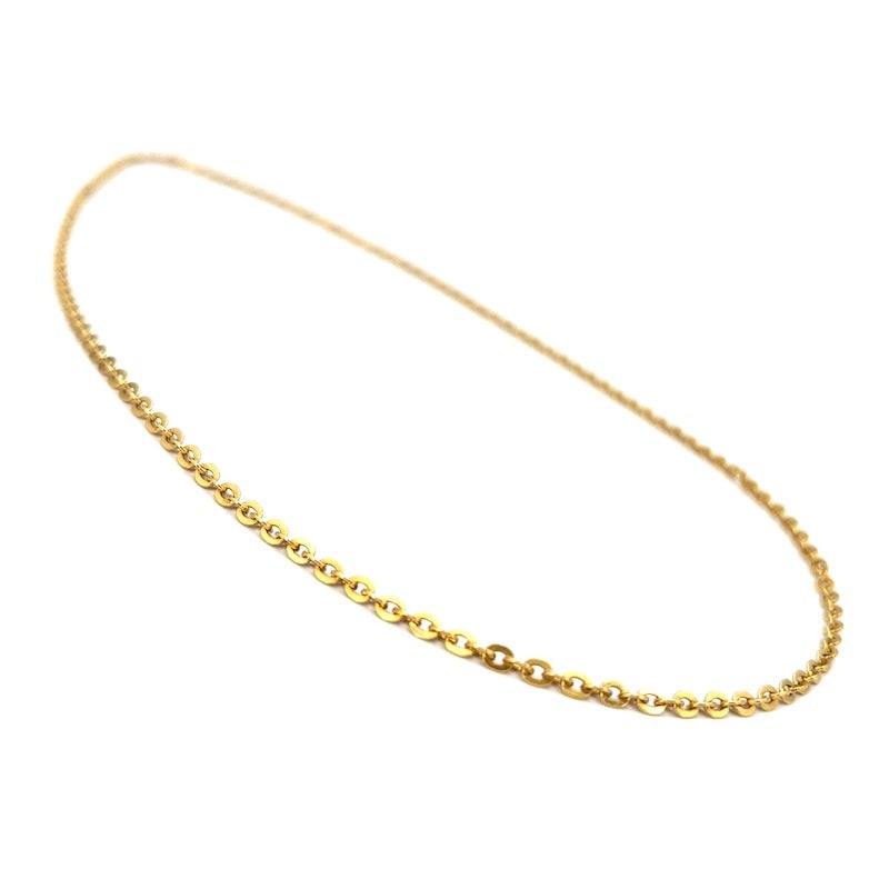 Yellow gold necklace forzatin chain; 51 cm, 10.52 gr.: A beautiful bargain gold chain necklace, unisex, full forcible link. A universal, 18 kt gold offering, always sought after and absolutely like new! Our company's certification is available for free, u