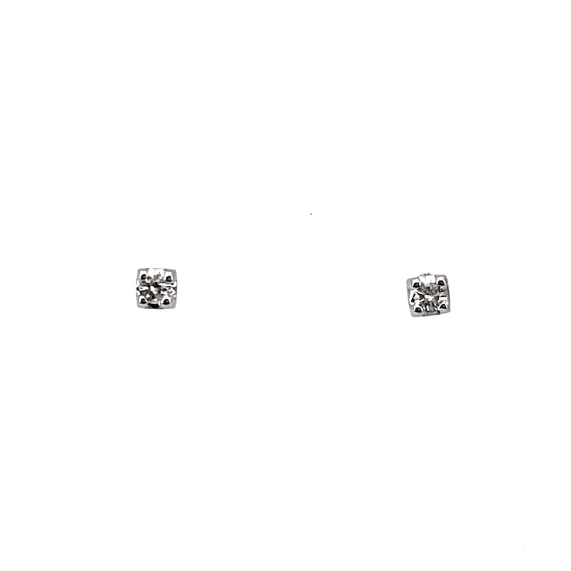 Gold and brilliant-cut diamond spotlight earrings - 0.07 ct; 1 gr.: Bright, universal, classic white gold and brilliant-cut diamond point earrings. Back with stud and butterfly. A precious and must-have must-have. Our company's certification is available for free, upo