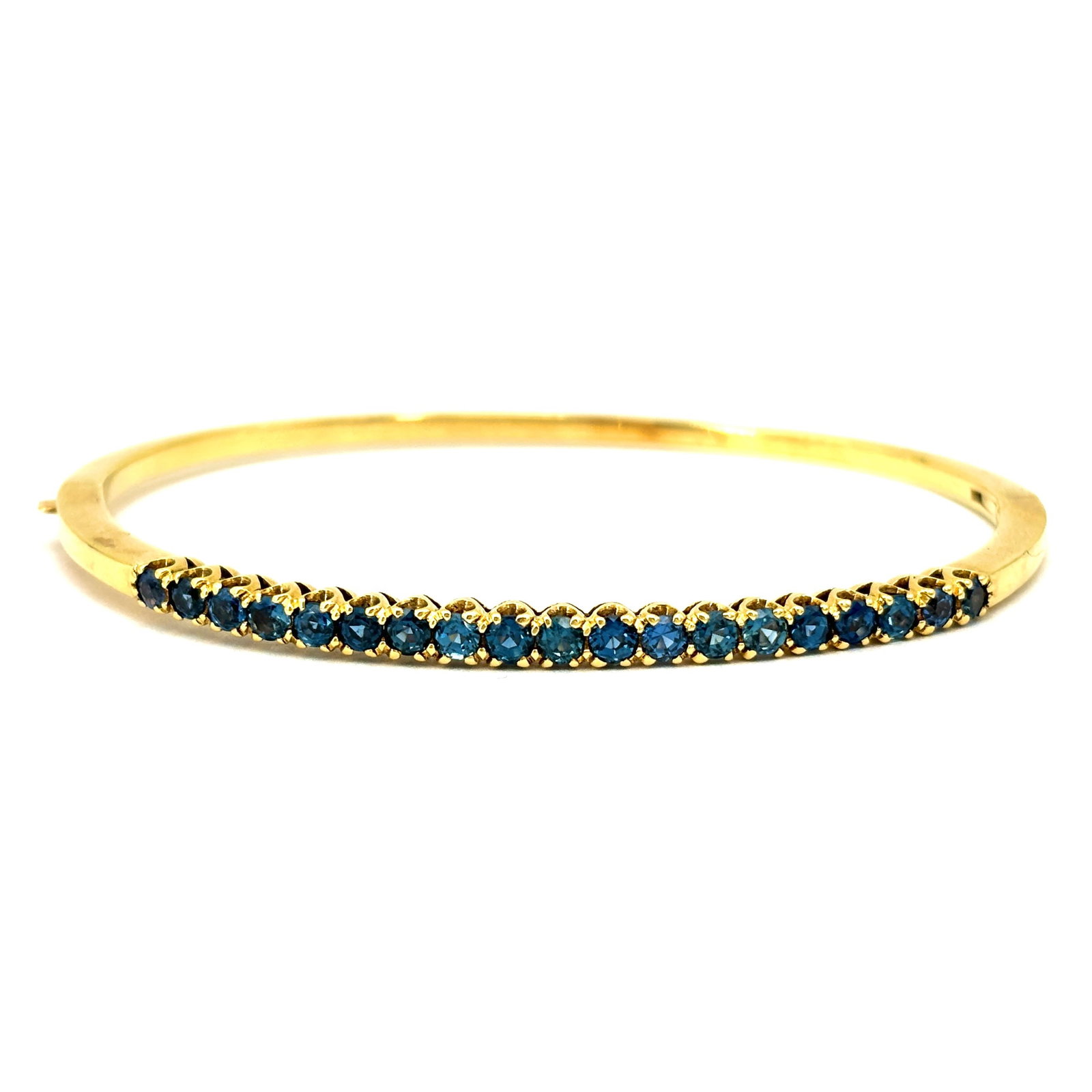 Yellow gold and sapphires rigid tennis bracelet; 13.4 gr. (1 of 8)