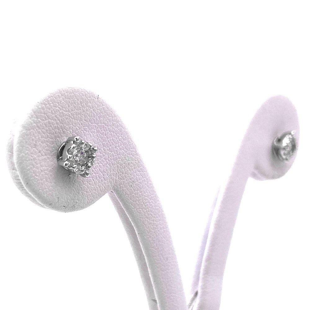 Brilliant round daisies and gold dot light earrings - 0.40 ct; 1.95 gr. - 2