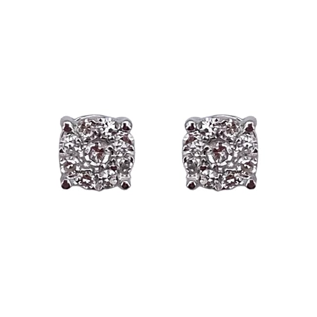 Gold and diamond circular daisies dot light earrings - 0.20 ct; 1.27 gr.: Bright, universal, classic round daisy daisy light earrings in white gold and diamonds. Back with stud and butterfly. Unsurpassed value for money. Our company's certification is available for free, up