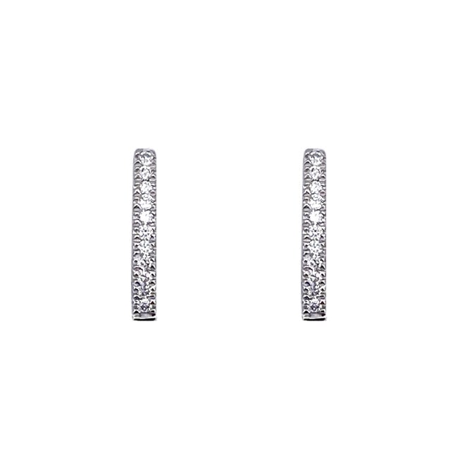 Mini half moon diamond and gold matchstick earrings; 2 gr.: Adorable, universal, classic crescent mini matchstick earrings in white gold and diamonds. Back with interlocking stud. Our company's certification is available for free, upon request. If you wish to 