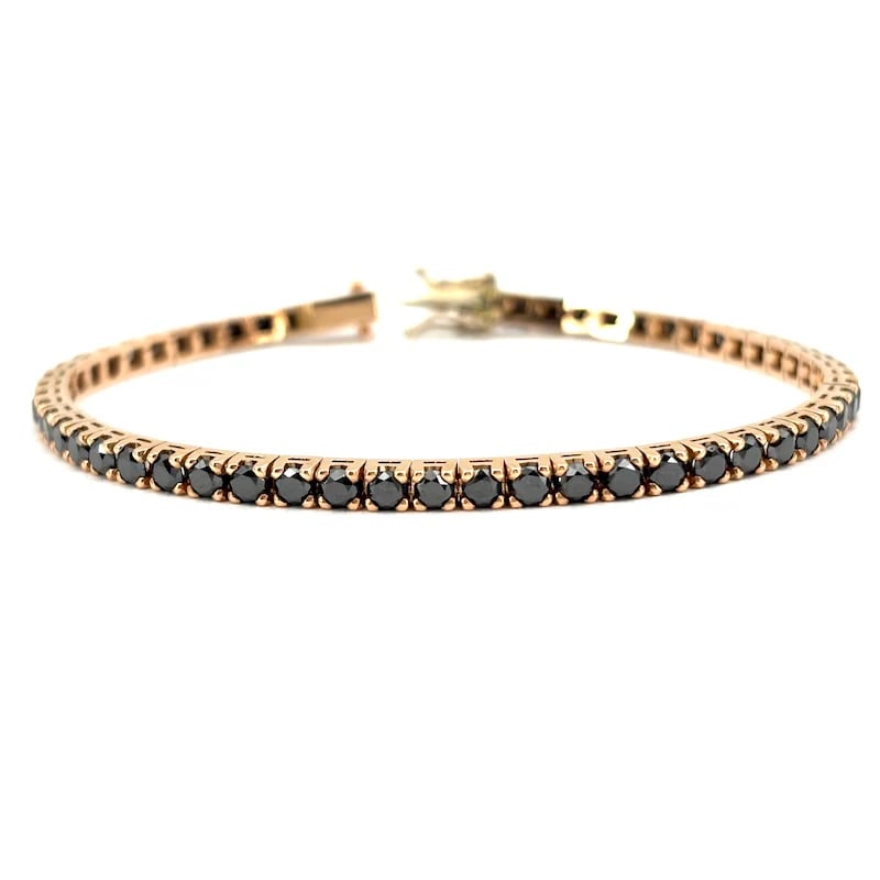 Black Diamond & 18K Rose Gold Tennis Bracelet 7.15ct 13.52g Elegant Unisex (1 of 5)