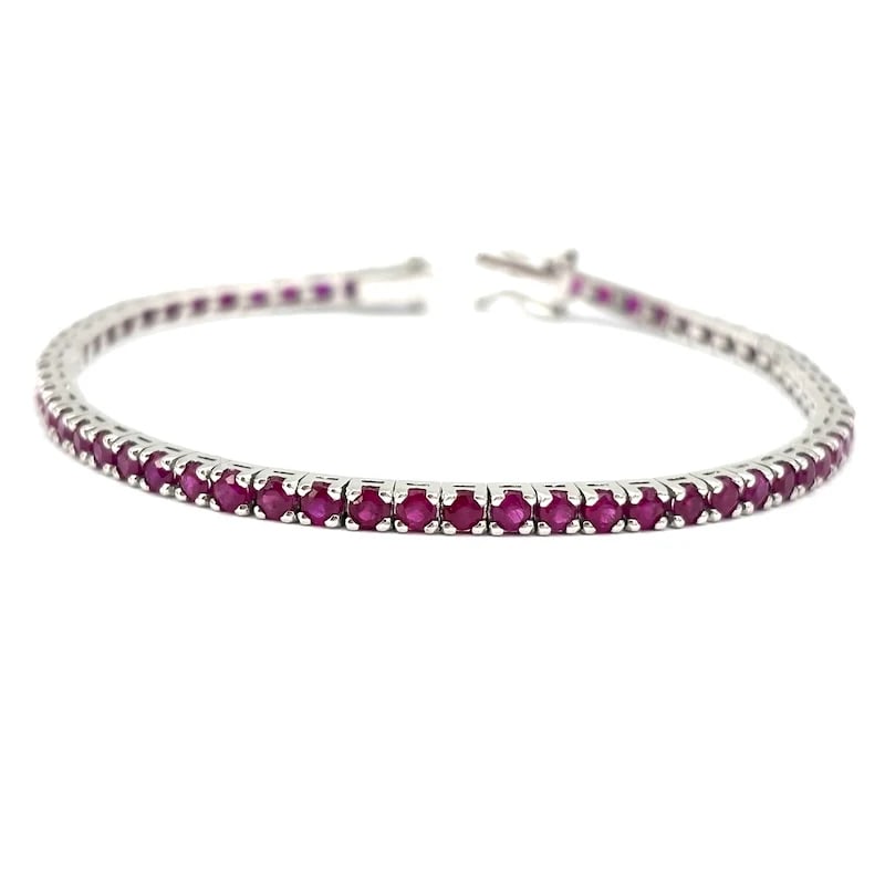 Elegant Red Eternity Style 18kt White Gold Tennis Bracelet with 5.01ct Rubies, 11.85g, 17.5cm (1 of 5)