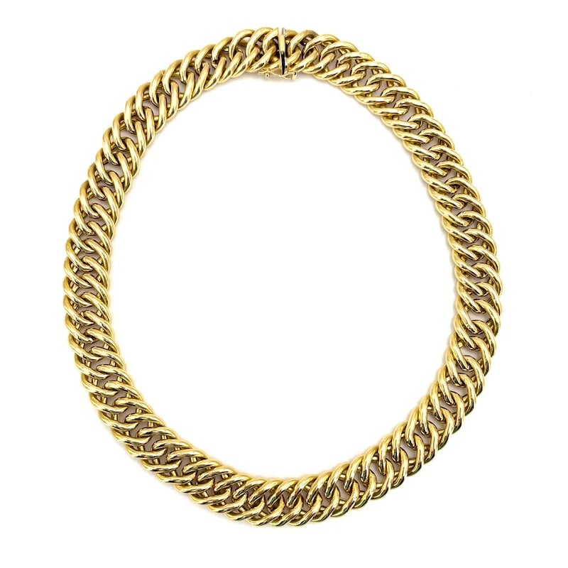 Bold and Oversized 18kt Yellow Gold Collar Grumetta Chain Necklace, 63.71g, 42cm (1 of 5)