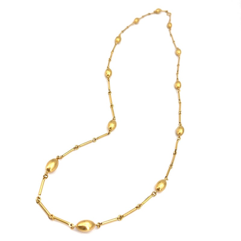 Long chain necklace with nuggets, yellow gold; 33.97 g - 88 cm (1 of 7)