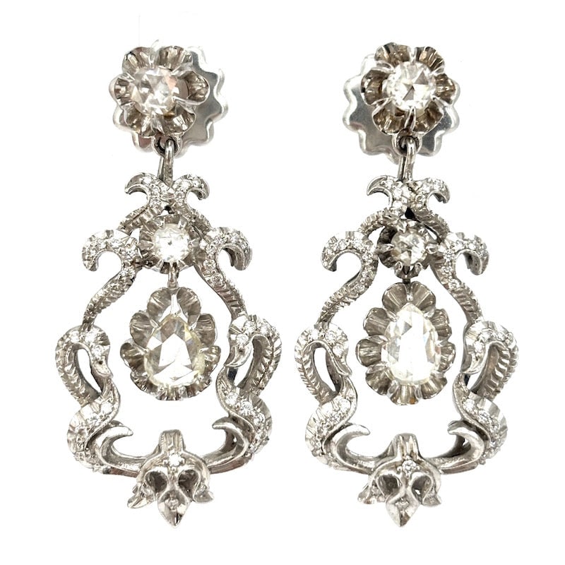Vintage diamond and white gold drop earrings; 15.5g - 4.2cm (1 of 7)