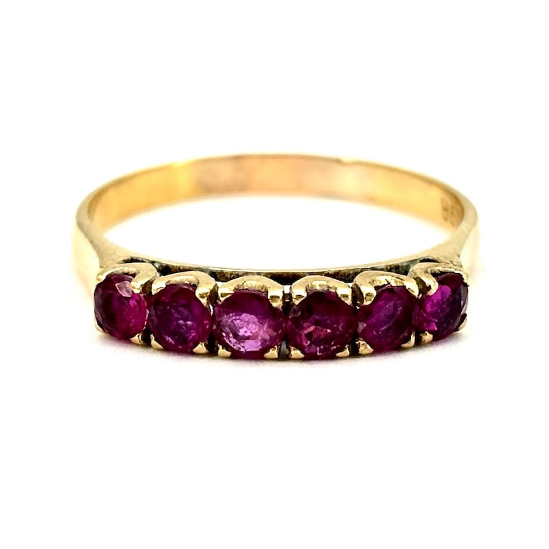 14K yellow gold ruby ??riviera ring; 2.80 g (1 of 6)