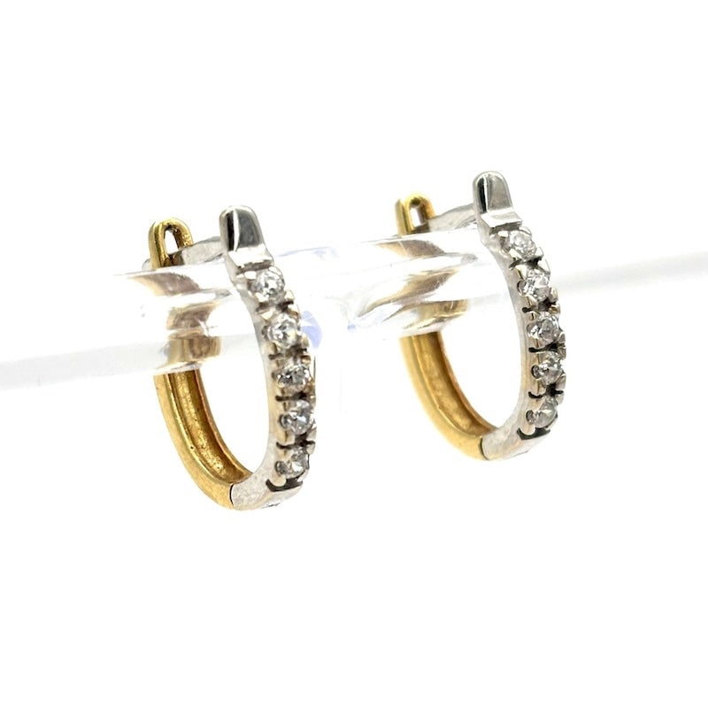 Two-tone gold and zirconia ring earrings; 2.63 gr (1 of 9)