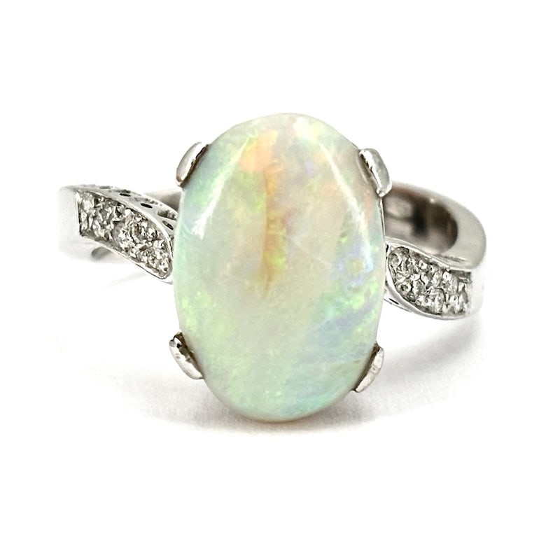 Opal, diamond and white gold ring, PVG; 5.79 gr (1 of 8)