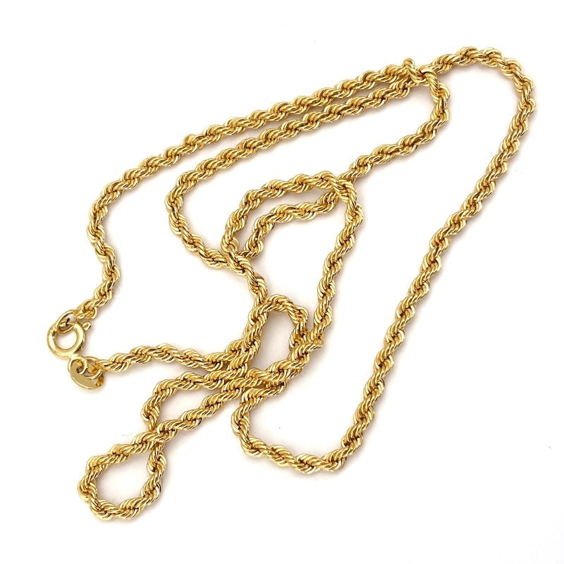 Vintage 18K gold rope chain choker necklace; 4.95 g - 50 cm (1 of 6)