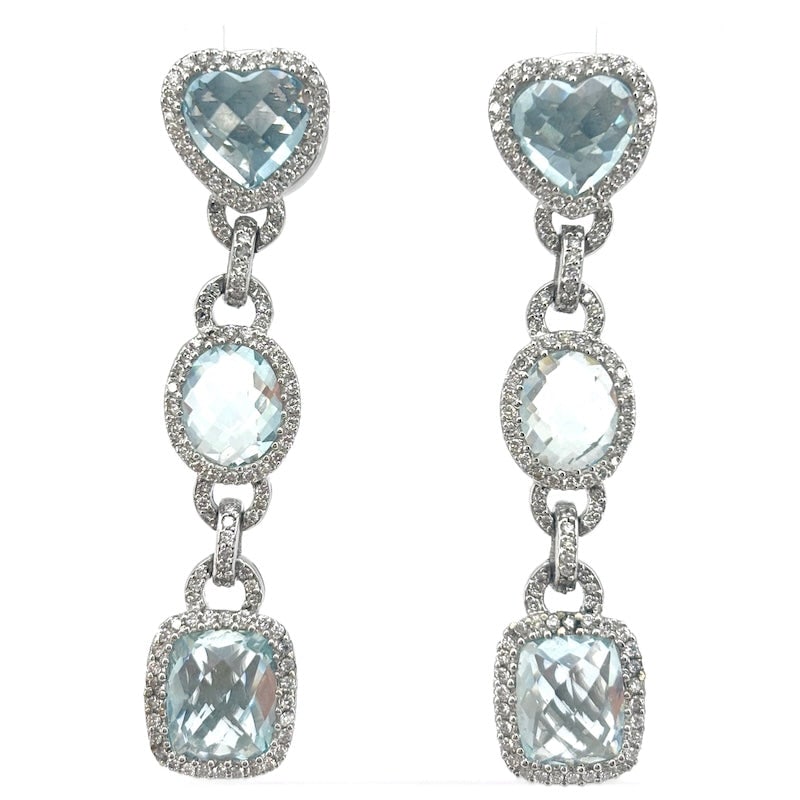 Aquamarine and diamond drop earrings, white gold, masterpiece; 5 cm - 13.39 gr (1 of 8)