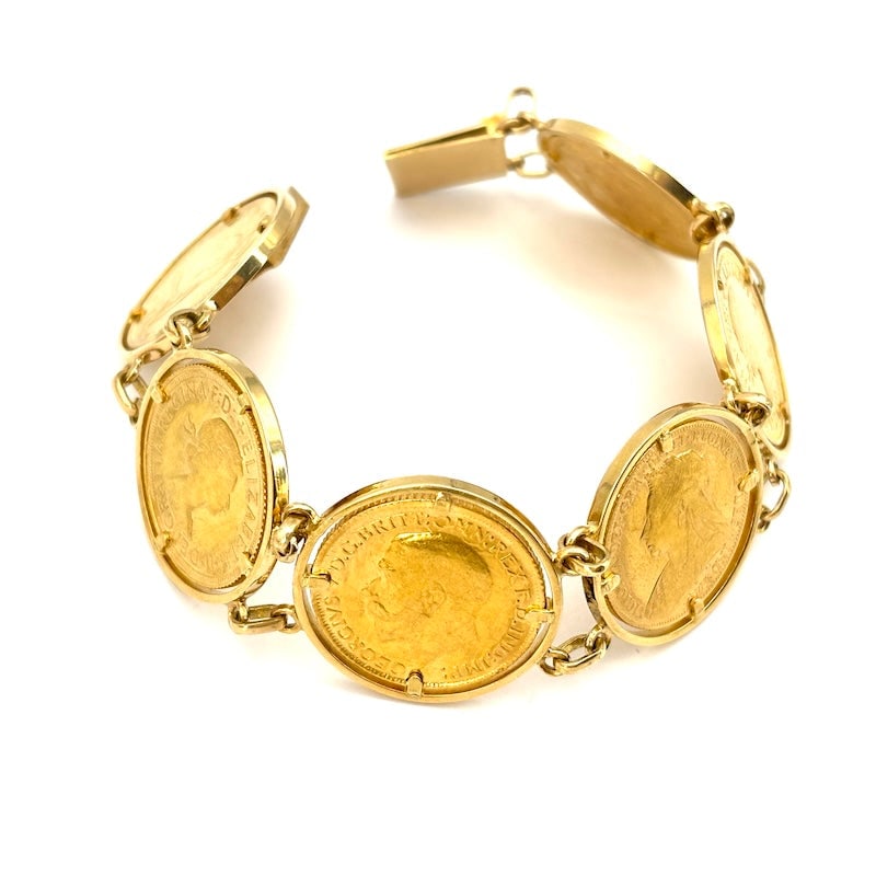 Vintage gold sterling coin bracelet; 72.86 gr (1 of 10)