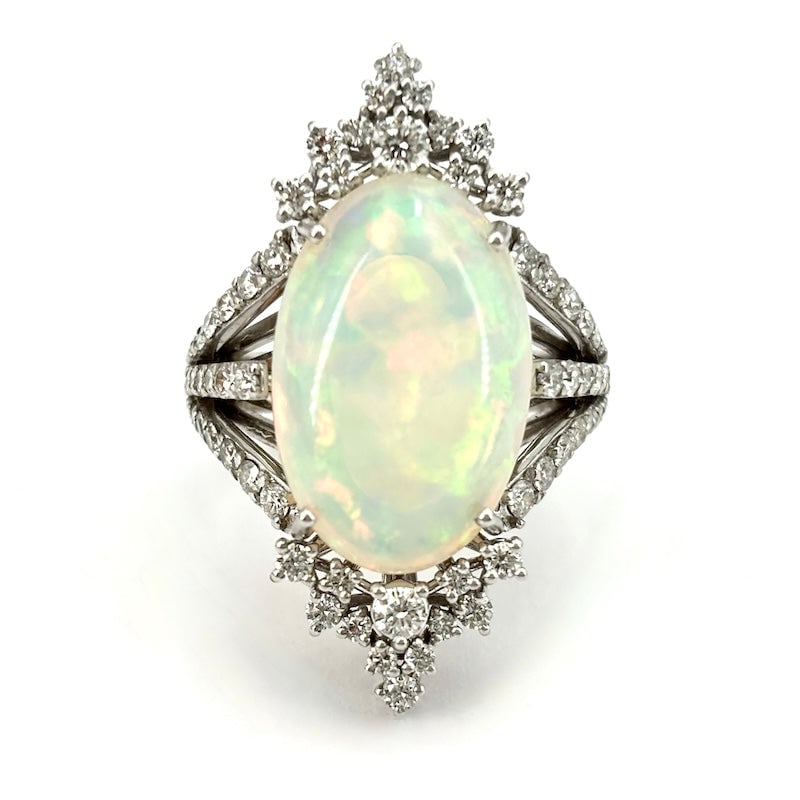 Maxi opal, diamond, and gold ring; 10.61 g (1 of 6)