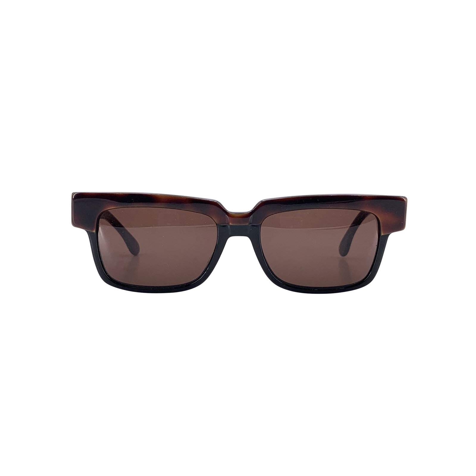 Other Brand Vintage Plastic Sunglasses: Straight from the creative energy of 1980s Italy, these Nouvelle Vague Rectangle Vintage Sunglasses BILLY 50 capture the effortless cool of the decade with a touch of artistic edge. Their brown plasti