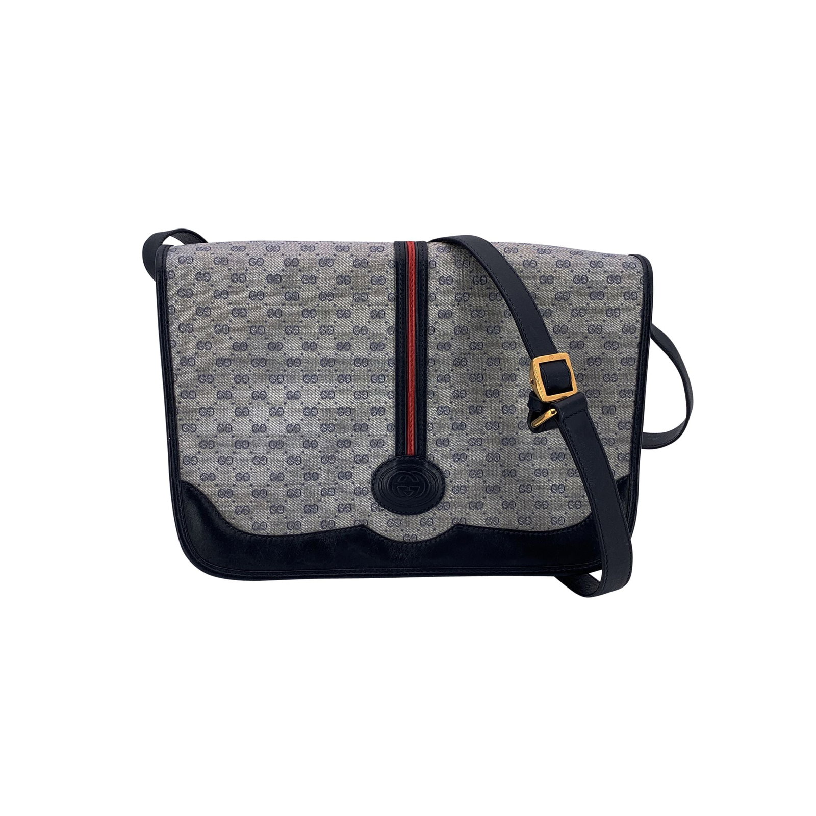 Gucci Vintage Cloth Shoulder Bag: A true relic of understated luxury, this Gucci Vintage Blue Monogram Canvas and Leather Messenger Bag in blue micro monogram canvas is a love letter to the house's heritage. Crafted in blue GG