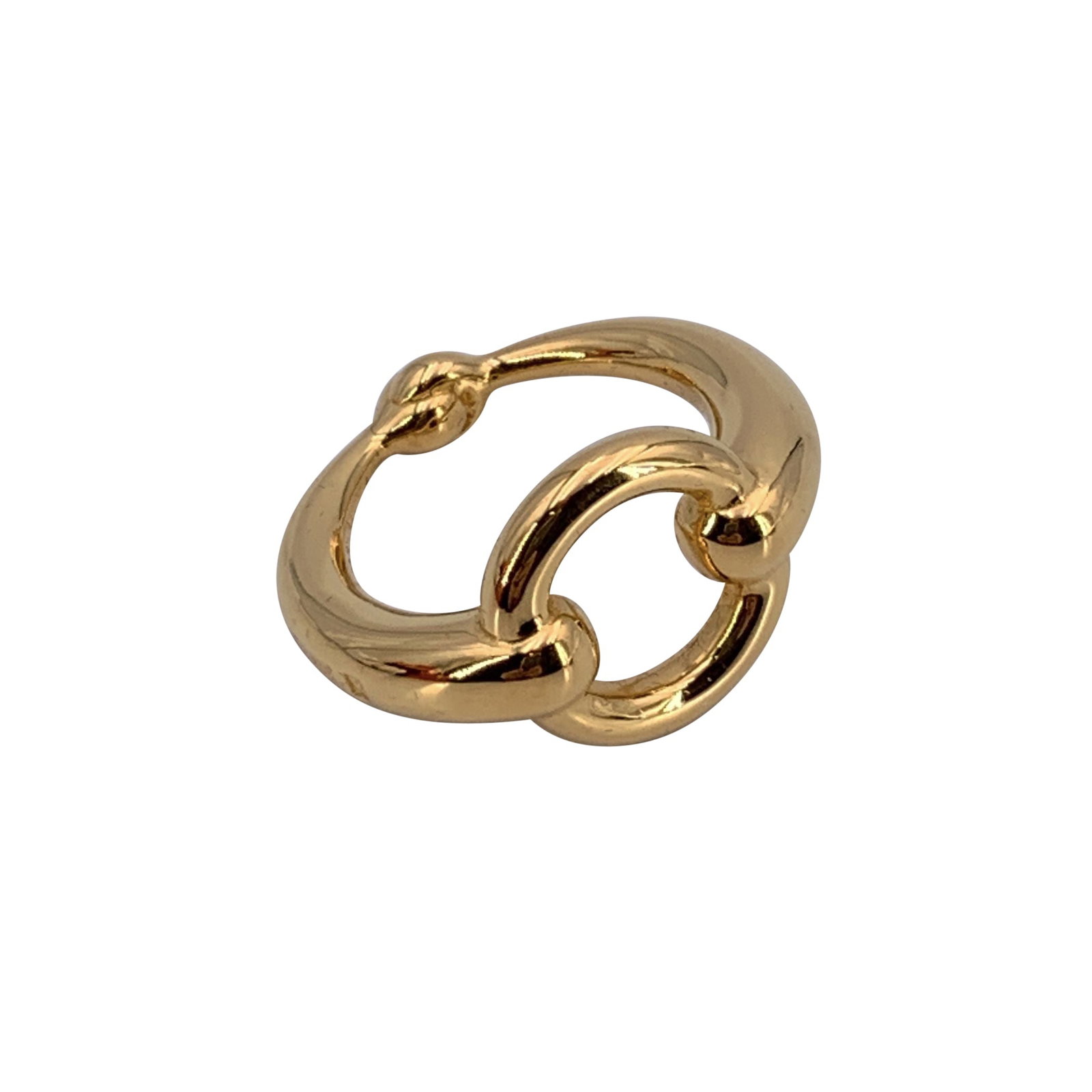 Hermes Other Accessory: Hermes Mors Horsebit Scarf Ring in Gold Metal - Effortless Parisian Elegance A subtle yet striking piece from the house of Hermes, this Mors Horsebit scarf ring in gold-tone metal is a timeless access