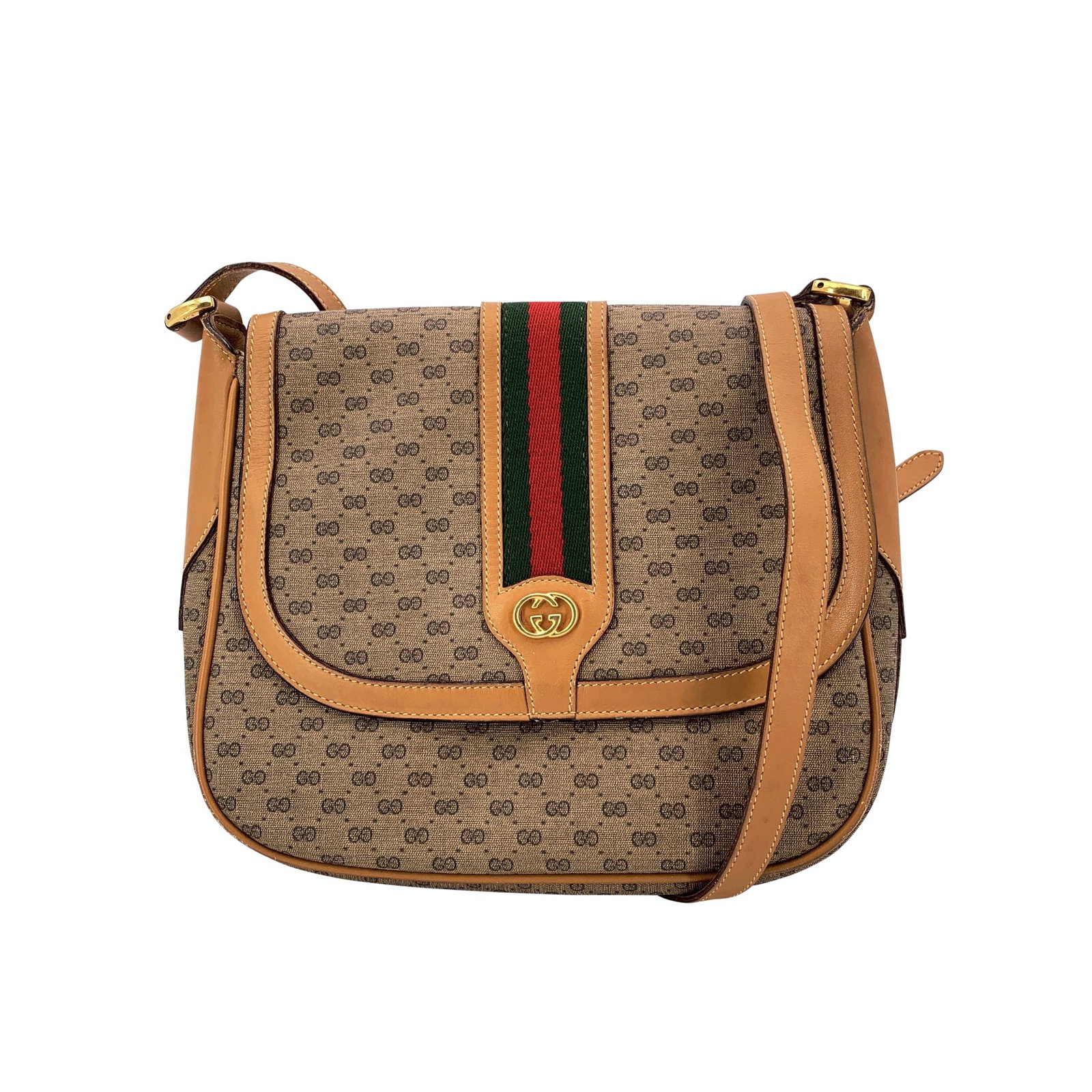 Gucci Vintage Cloth Crossbody Bag: This Gucci Vintage Beige Micro GG Monogram Canvas Crossbody Bag hails from Gucci's beloved Ophidia line-an era when craftsmanship, subtle luxury, and iconic branding met in perfect harmony. The bag's 
