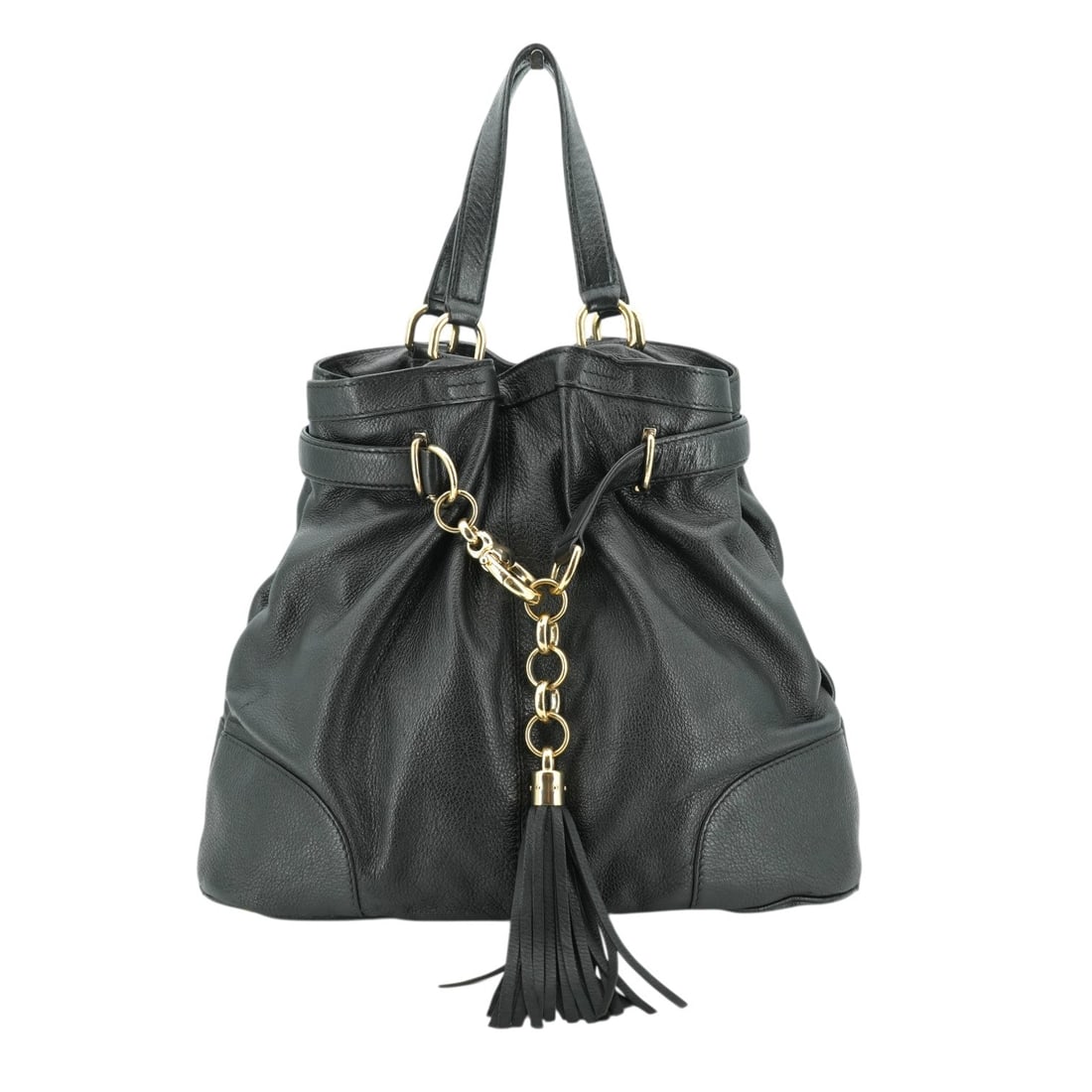 Gucci Leather Tote Bag Sienna Bit: Embrace the essence of Italian sophistication with this Gucci Sienna Bit Tote, a standout piece from the 2010-2019 era. This large handbag is masterfully crafted from black leather, features bold gold