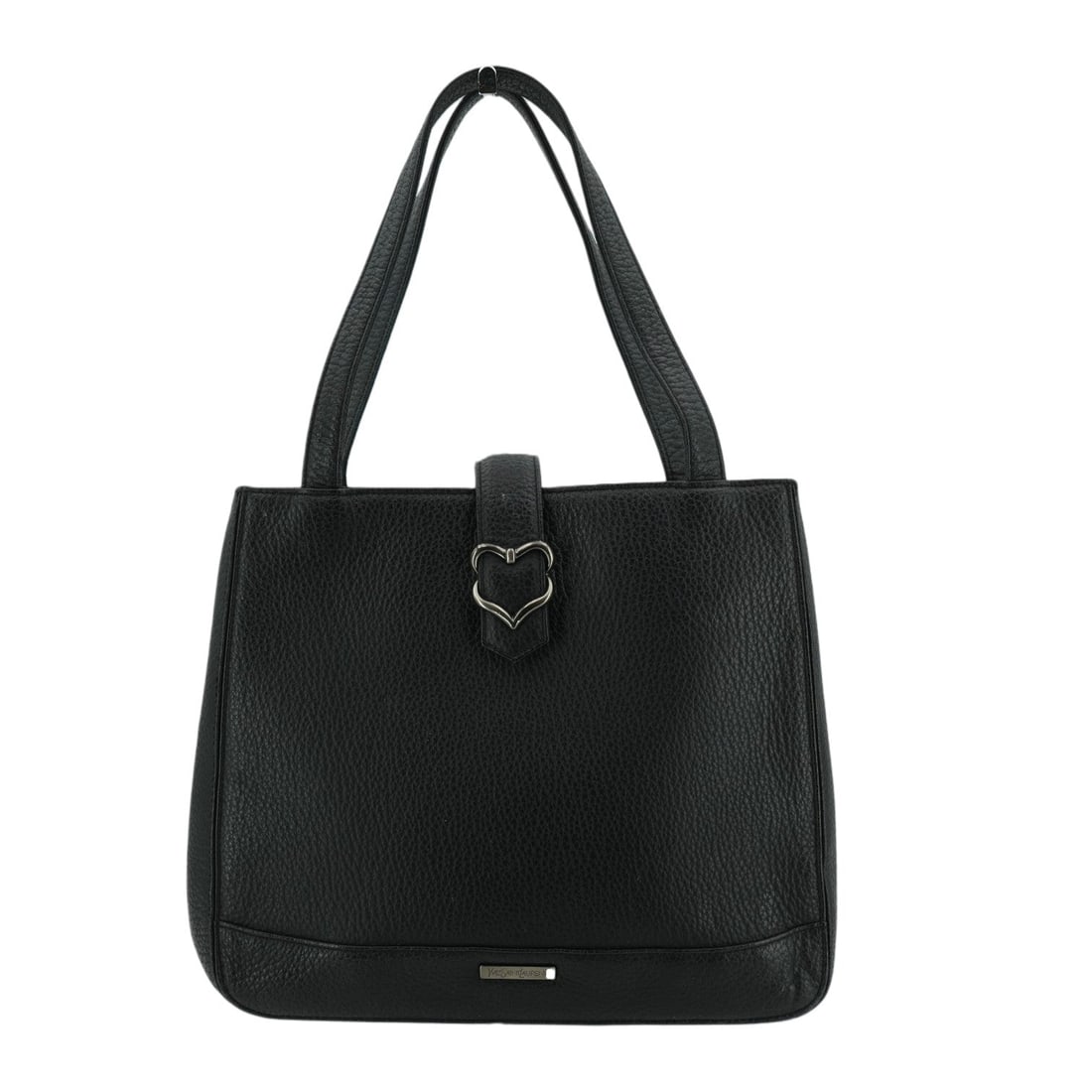 Yves Saint Laurent Vintage Leather Tote Bag Heart Tote: Step into the chic world of the 1990s with this Yves Saint Laurent Vintage Heart Tote, a true gem of French craftsmanship. This medium-sized shoulder bag is elegantly crafted from sleek black leather,