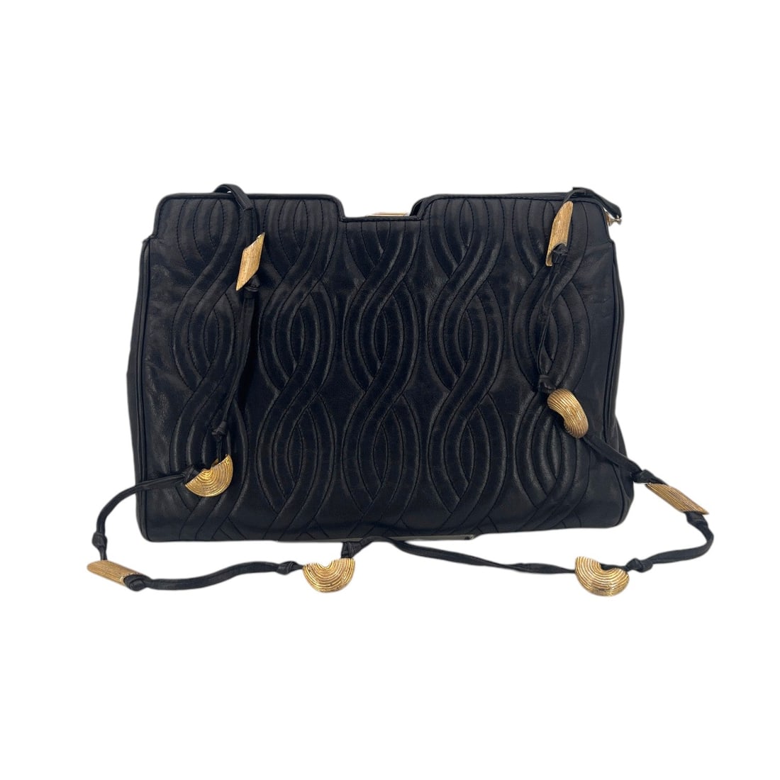 Fendi Vintage Leather Shoulder Bag Pasta: Step into the 1980s with this exquisite Fendi Pasta shoulder bag, a true gem for vintage enthusiasts. This medium-sized Italian treasure, crafted between 1980 and 1989, features a sophisticated black 