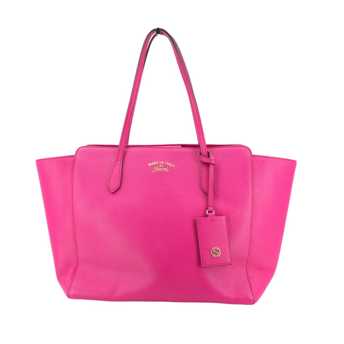 Gucci Leather Tote Bag Swing: This stunning Gucci Swing tote is a true testament to Italian craftsmanship, dating back to the 2010-2019 era. As a large-sized handbag, the Swing model is celebrated for its minimalist silhouette and