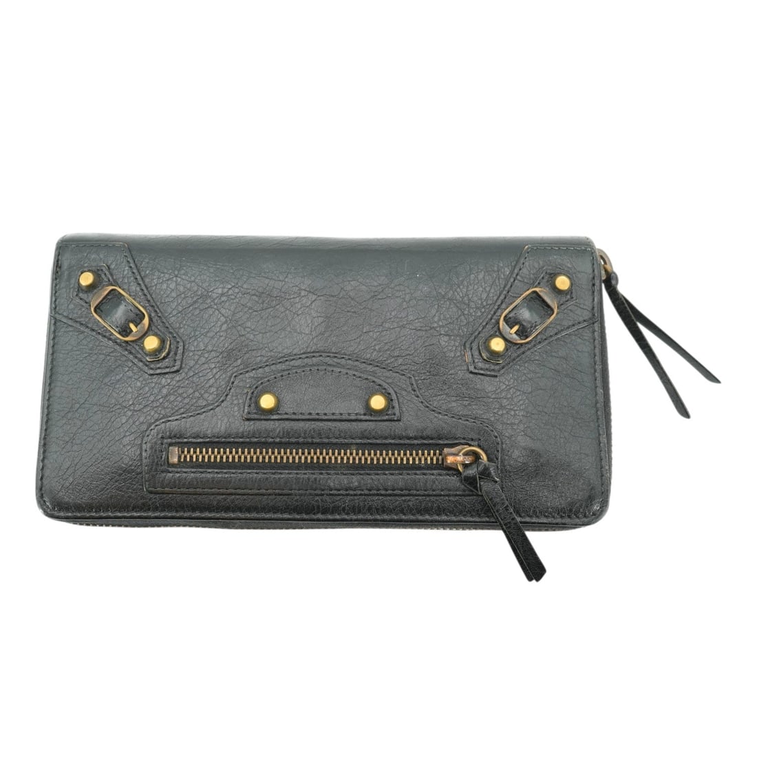 Balenciaga Leather Wallet City: Discover the timeless appeal of the Balenciaga Black Agneau Leather Continental Zip Around Wallet, a quintessential piece from the 2010-2019 era. This medium-sized Italian masterpiece captures the ess