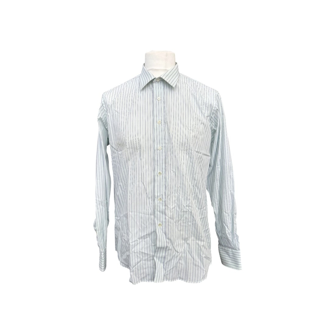 Yves Saint Laurent Vintage Cotton Shirt Unisex Shirt: Step back into the sophisticated charm of the 1990s with this exquisite Yves Saint Laurent long-sleeve shirt. Expertly crafted in Italy between 1990 and 1999, this blue cotton piece features a classic