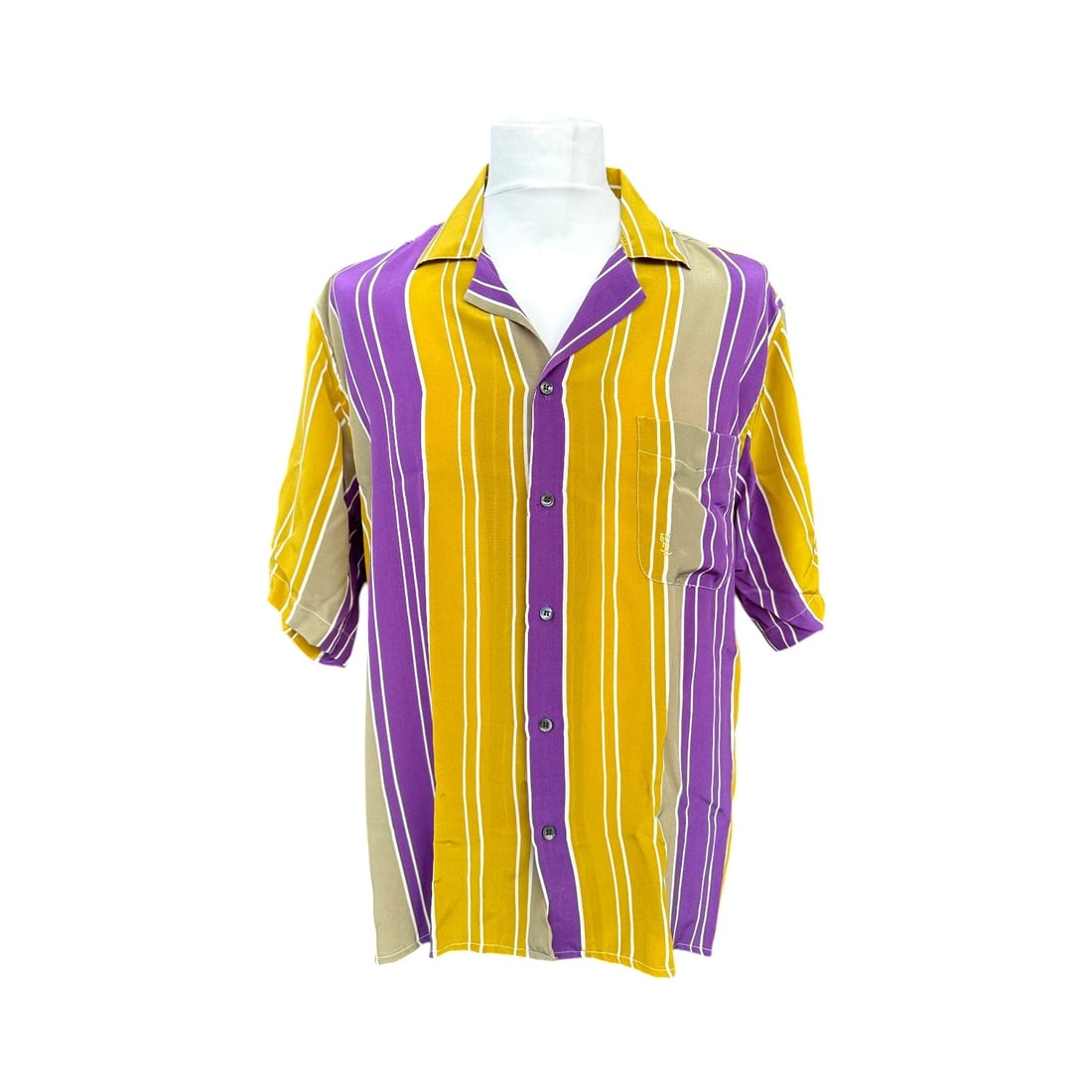 Yves Saint Laurent Vintage Silk Shirt Unisex Shirt: Transport yourself to the 1990s with this exquisite Yves Saint Laurent striped silk shirt, a gem for any vintage enthusiast. Handcrafted in Italy, this short-sleeve piece is part of the prestigious Ys