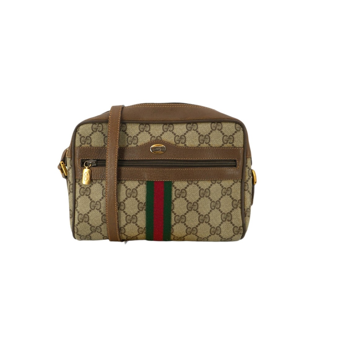 Gucci Vintage Cloth Crossbody Bag Ophidia: Step back into the 1970s with this exquisite Gucci Ophidia crossbody bag, a true testament to Italian craftsmanship. This small yet impactful piece is crafted from classic brown monogram canvas and fe