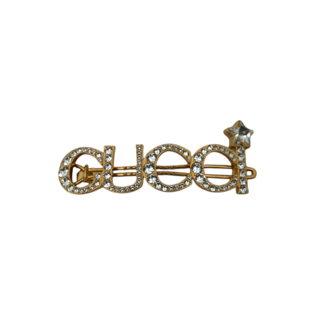 Gucci Other Accessory Crystals: Add a touch of contemporary Italian luxury to your collection with this exquisite Gucci hair clip. This small accessory, crafted in Italy from 2020 or later, features a striking gold metal design shap