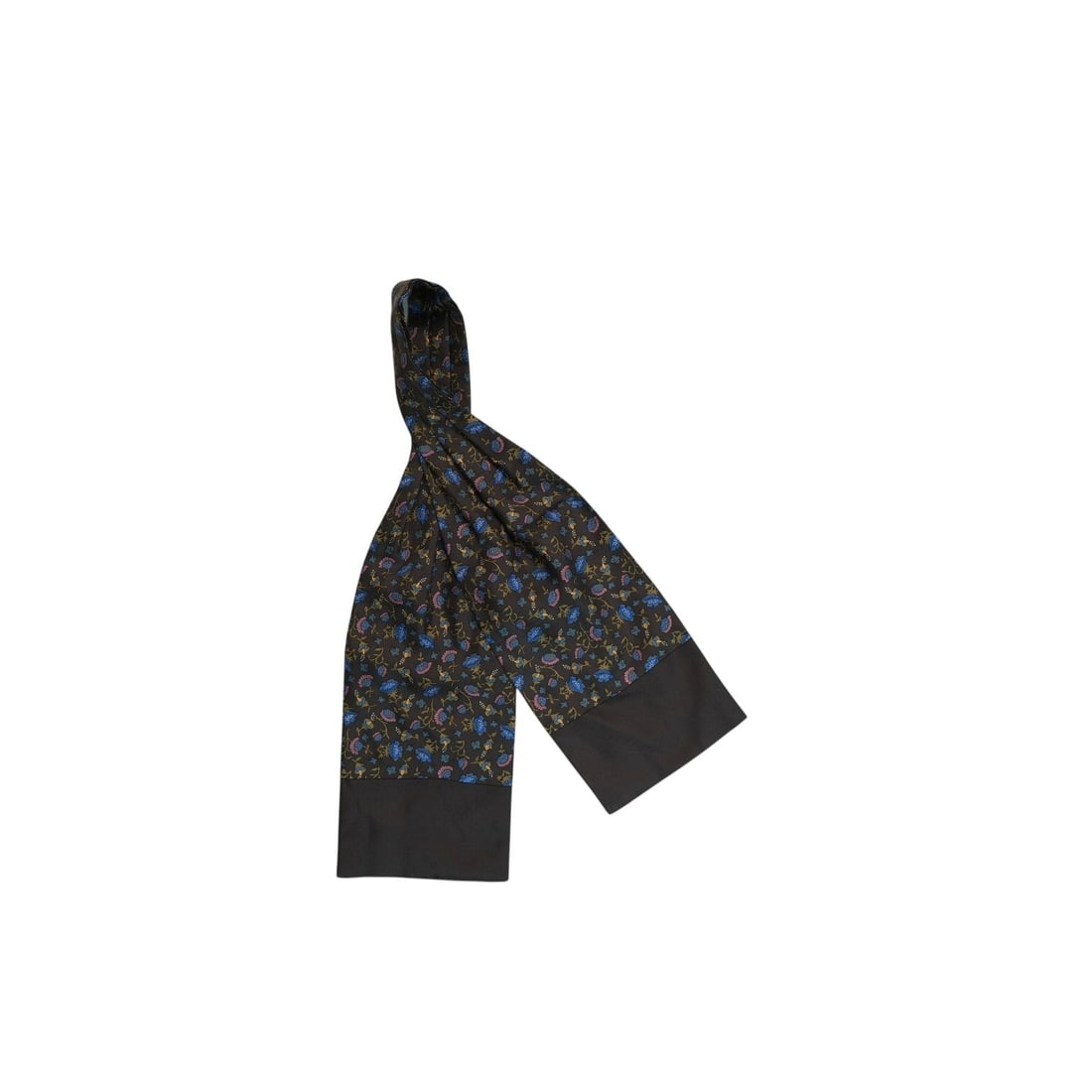 Hermes Vintage Silk Scarf Ascot: Embrace the timeless elegance of the 1960s with this sophisticated Hermes Vintage Grey Floral Silk Ascot Scarf. A true treasure from France, this 100% silk cravat features a delicate floral pattern on