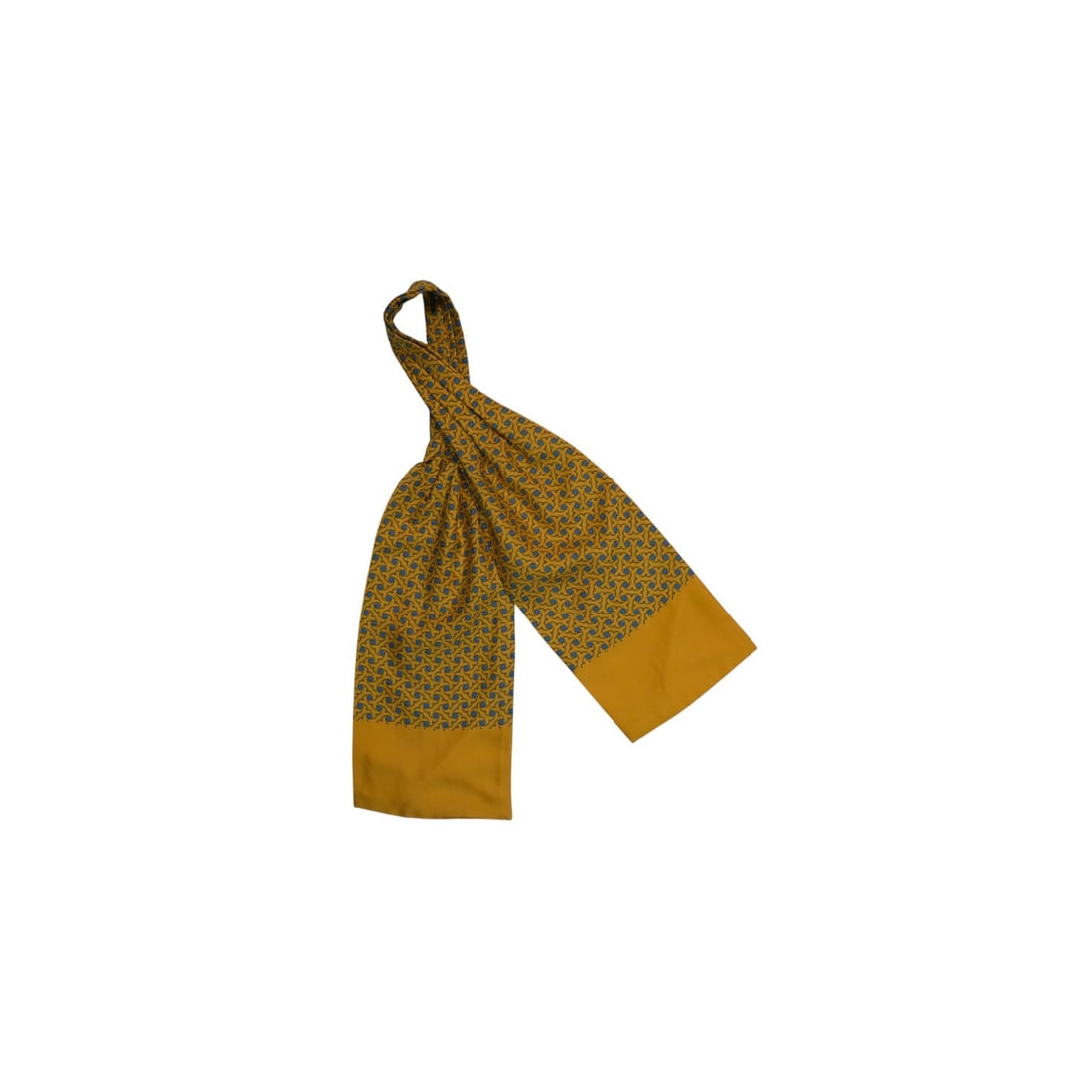 Hermes Silk Scarf Ascot: Step into the world of contemporary elegance with this sophisticated Hermes Vintage Yellow Geometric Silk Ascot Scarf. Crafted in France between 2010 and 2019, this 100% silk piece captures the essenc