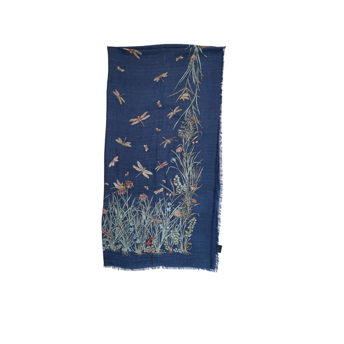 Gucci Cashmere Scarf Flight of Dragonflies: Embrace the ethereal beauty of Italian craftsmanship with this exquisite Gucci cashmere shawl, a standout piece from the House?s collections released in 2020 or later. model offers a sophisticated, lo