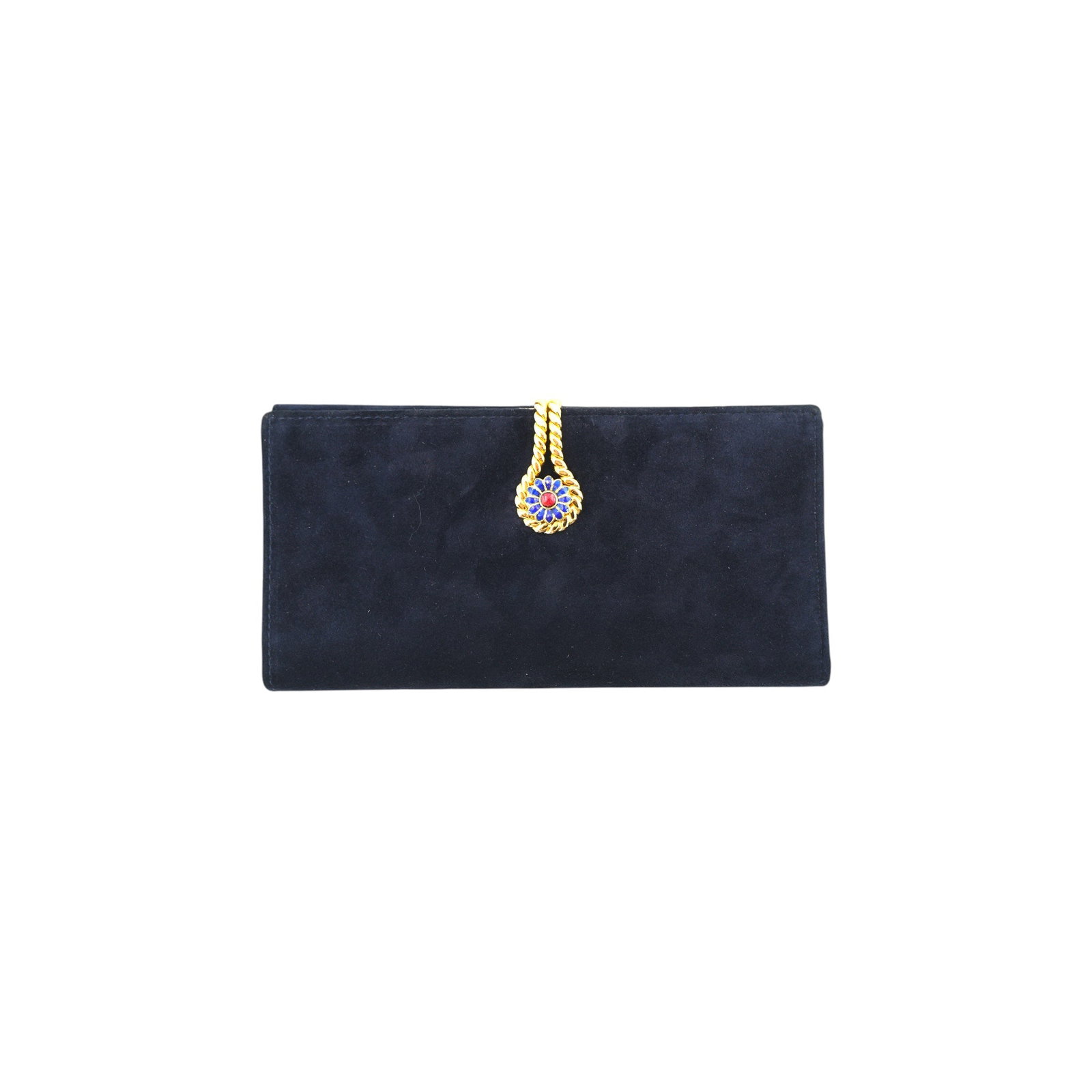 GUCCI VINTAGE SUEDE WALLET VINTAGE: Step back into the 1960s with this rare Gucci vintage long wallet, a stunning piece of Italian history. Crafted from luxurious blue suede and smooth leather, this small accessory features a clean, pla