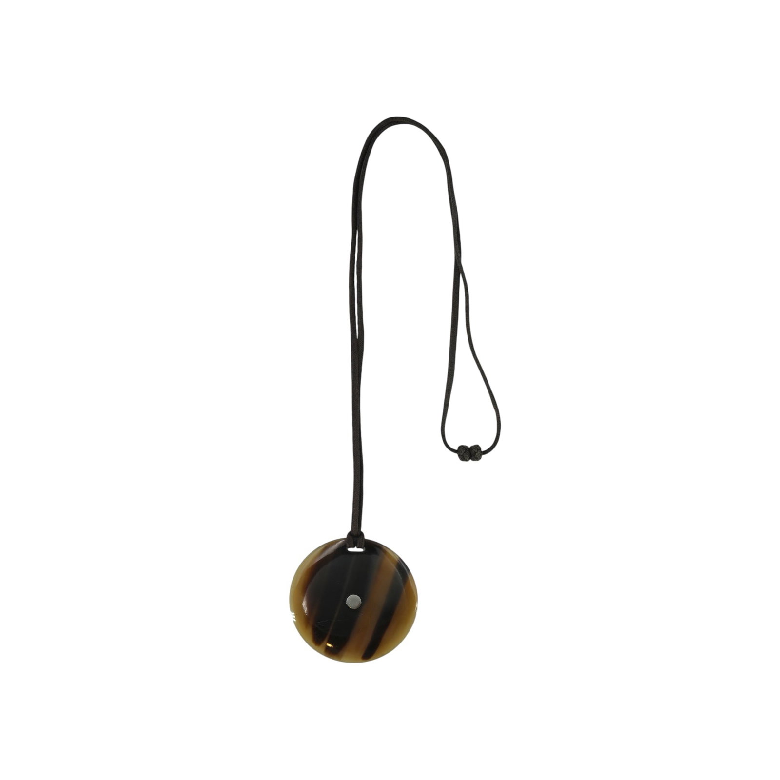 HERMES OTHER NECKLACE BUFFALO: Discover the understated elegance of this Hermes Paris Round Brown Adjustable Round Pendant Necklace, a piece that beautifully blends organic textures with high-fashion heritage. Crafted in Vietnam, t