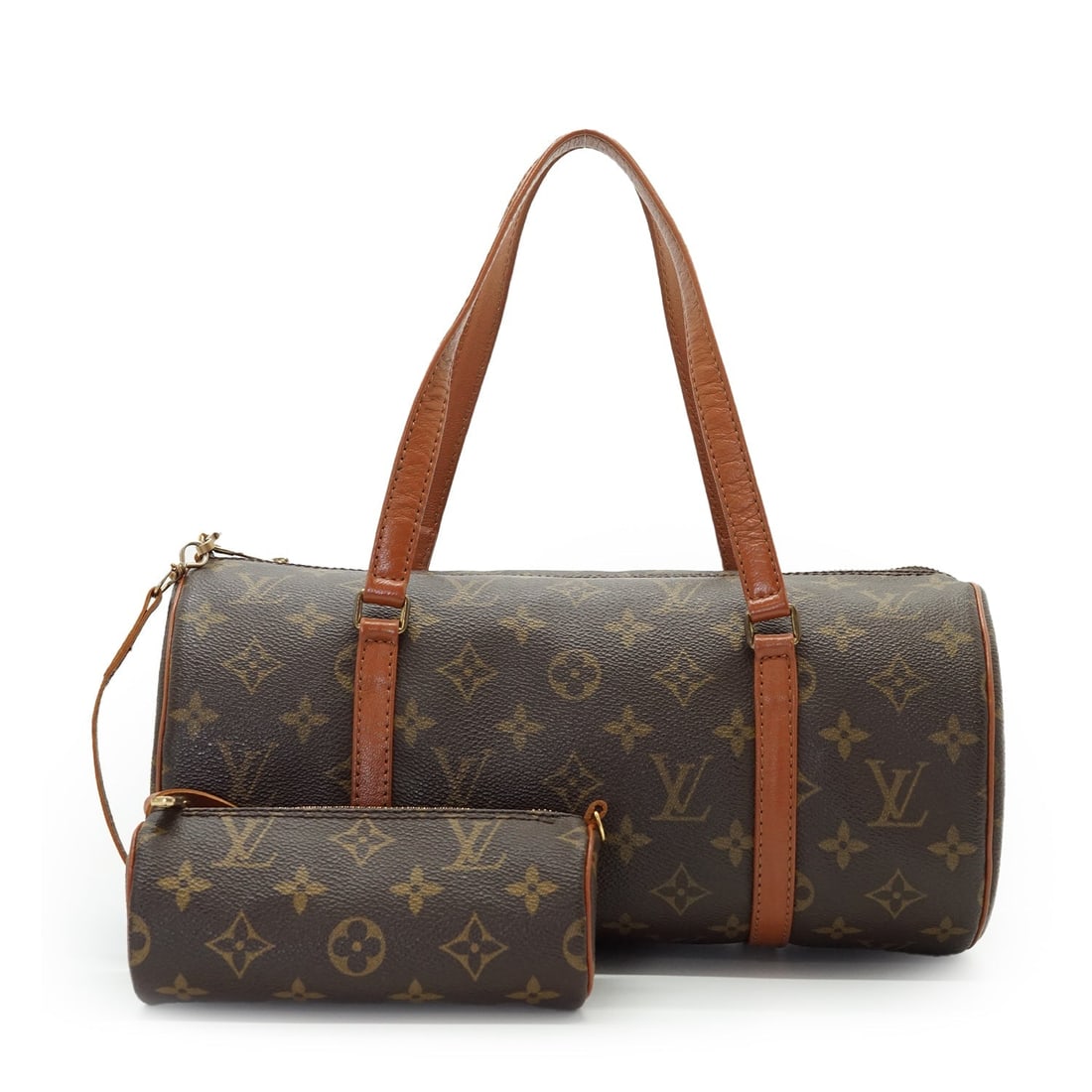 LOUIS VUITTON VINTAGE CLOTH HANDBAG PAPILLON: Travel back to the 1990s with this exquisite Louis Vuitton Papillon 30, a timeless icon of French craftsmanship. This medium-sized handbag is defined by its playful cylindrical silhouette, crafted fro
