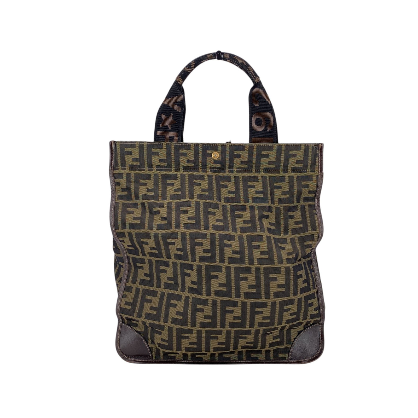 FENDI VINTAGE CLOTH TOTE BAG FF: Step back into the golden era of 1990s Italian luxury with the Fendi Vintage Monogram Zucca Canvas Foldable Tote. This medium-sized shopper is a masterclass in the Tessuto aesthetic, featuring the ico