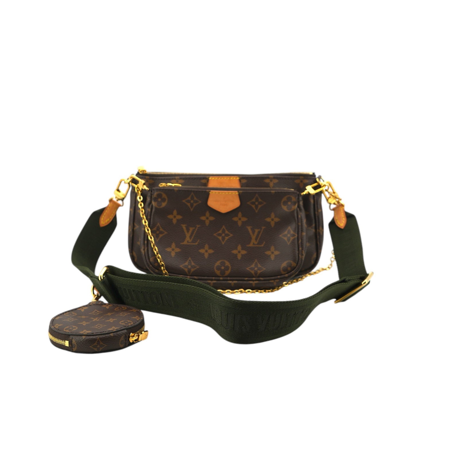 LOUIS VUITTON CLOTH CROSSBODY BAG MULTI POCHETTE ACCESSOIRES: Embrace modern versatility with this stunning Louis Vuitton Multi Pochette Accessoires, a contemporary icon crafted in France that pays homage to the brand's heritage. This unique crossbody bag featur