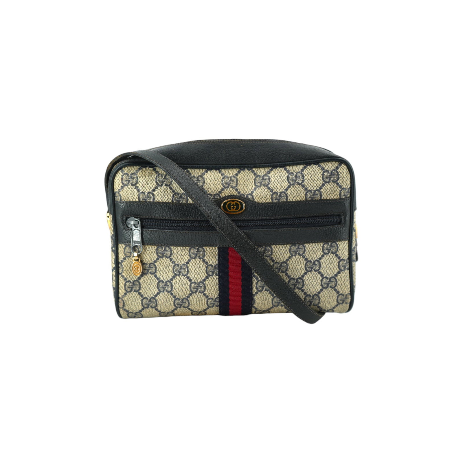 GUCCI VINTAGE CLOTH CROSSBODY BAG OPHIDIA: Embrace the timeless allure of the 1970s with this exquisite Gucci Ophidia Messenger Bag. A true gem for vintage enthusiasts, this small-sized crossbody bag is crafted from iconic blue monogram canvas