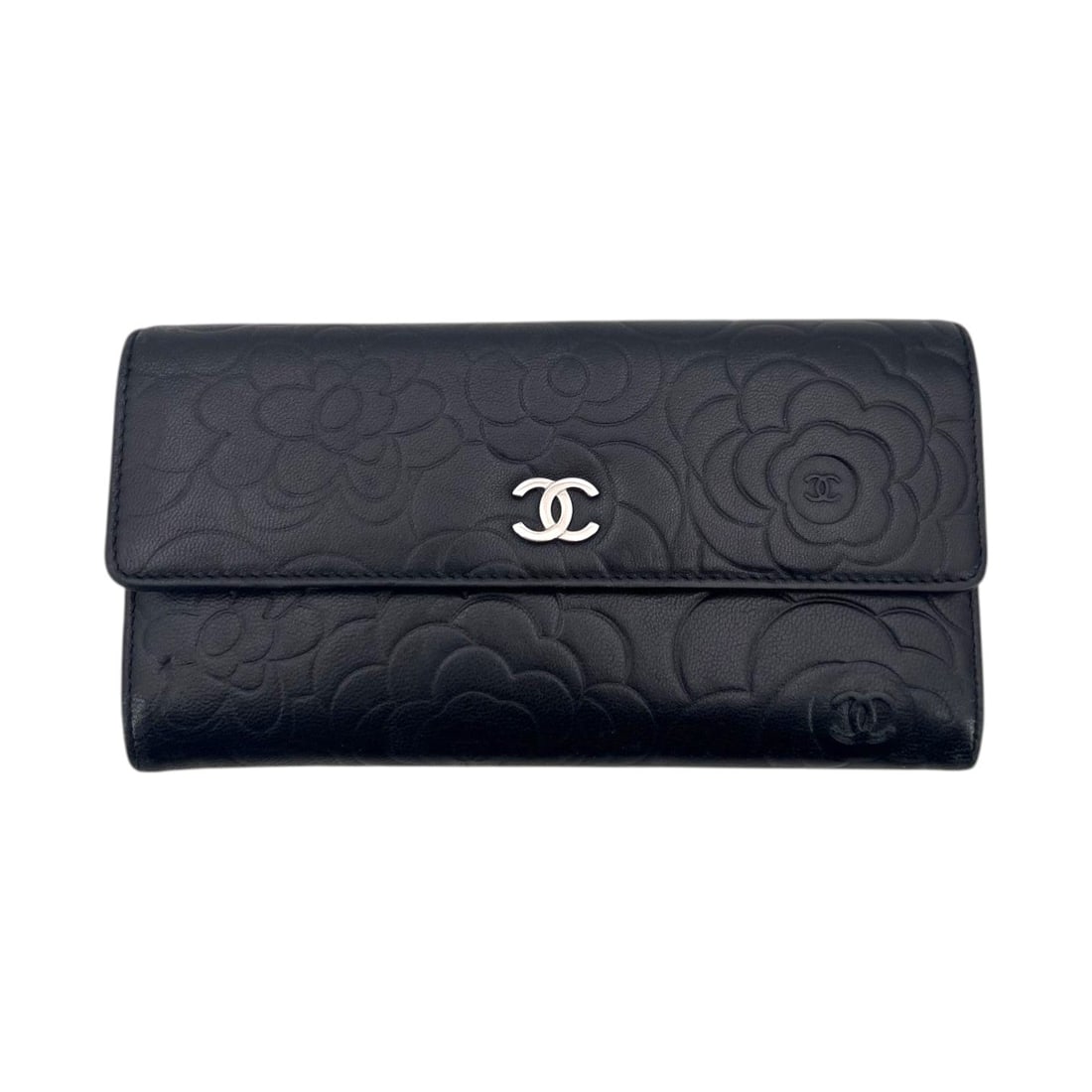 CHANEL LEATHER WALLET CAMELIA (1 of 7)