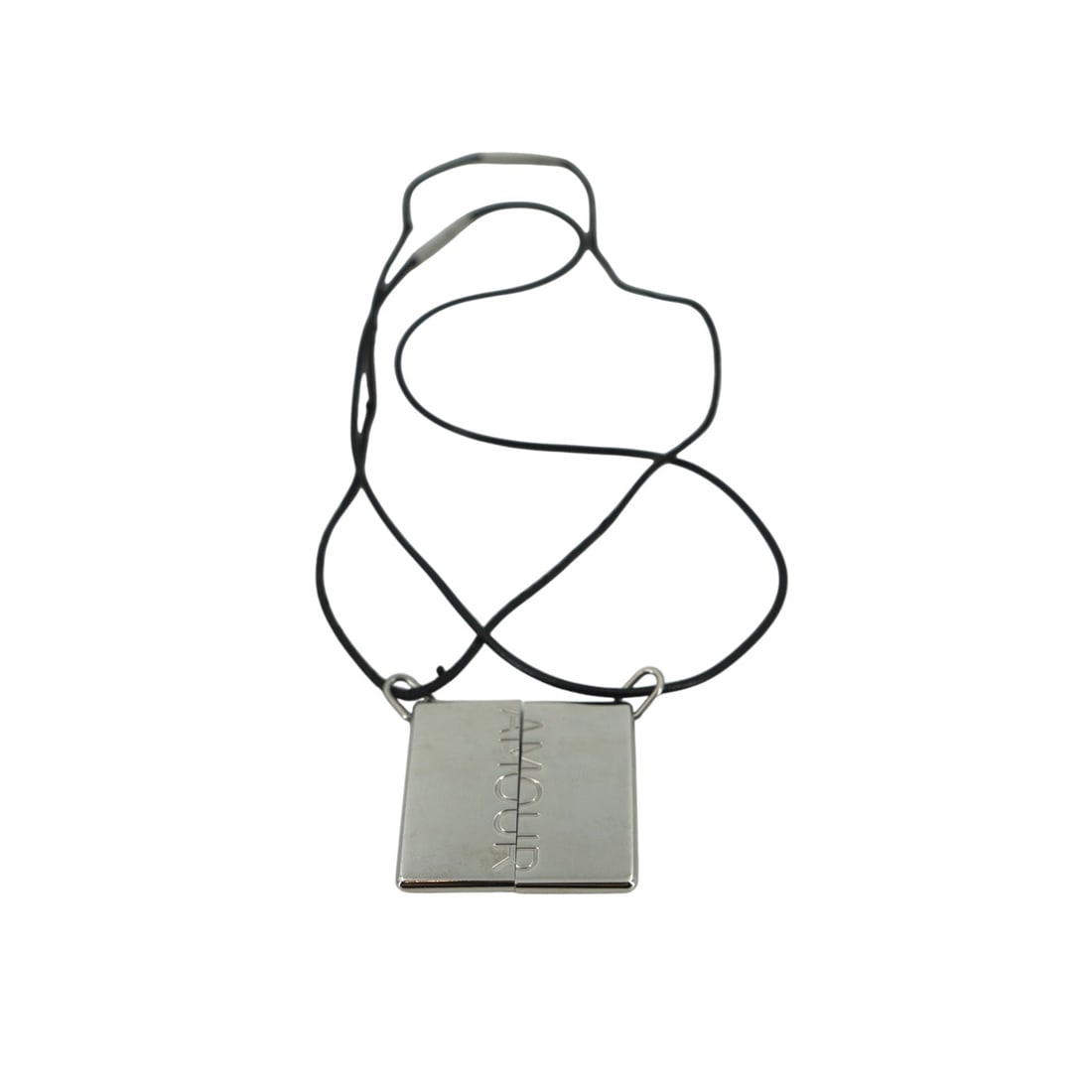 HERMES METAL NECKLACE SYMBOLE: Discover the understated charm of the Hermes Symbole "Amour" collection with this exquisite set of two necklaces, a rare find for any vintage enthusiast. Crafted in France, these silver metal pendants