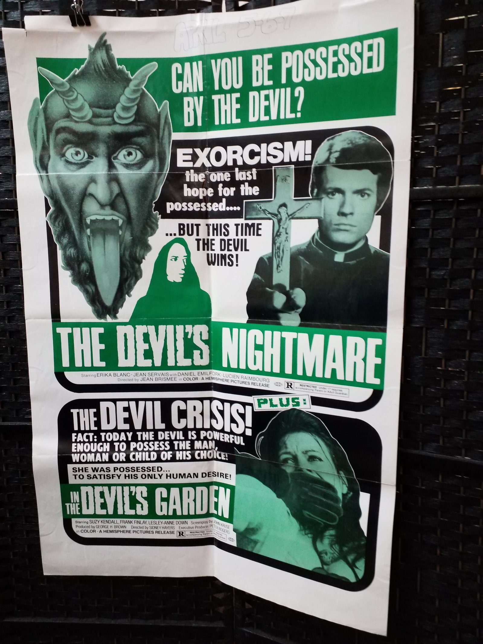 The Devils Nightmare Erika Blanc 1970s Original Movie Poster Horror: Rolled Measures approx 27 inches by 41 inches. In very good condition.