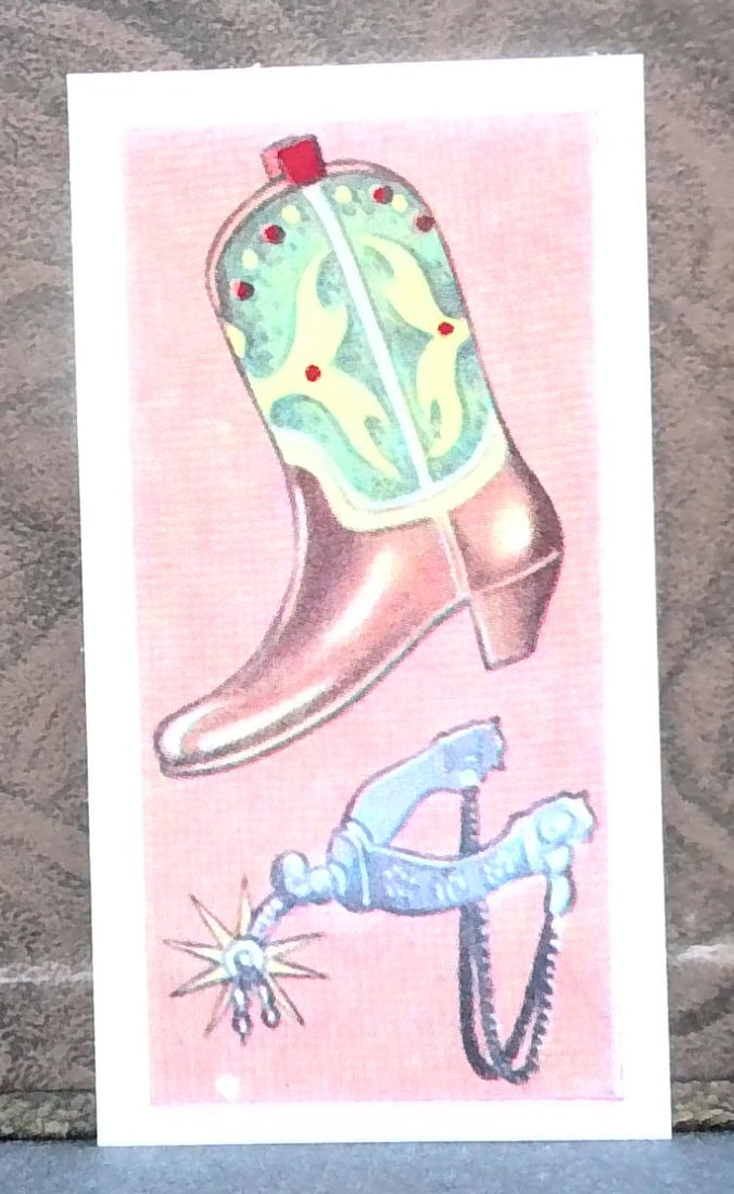 The Wild West Sweetule Sweet Cigarette Cowpunchers Card 1960s: A nice collectible Trade card, ad to your collection, grade it or start your card collections here with us! Many Tobacco , tea and trade cards being listed daily in this current auction. We gladly com